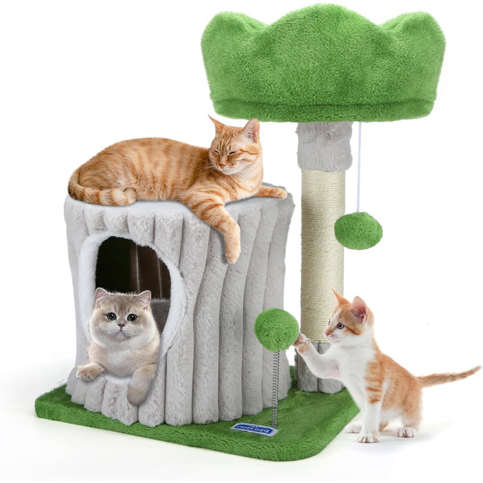 Кігтеточка для котів Nobleza Katzenbaum – стабільна, з платформою та будиночком, 40x30x55 см
