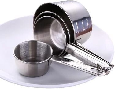 Stainless steel measuring cups, 4-piece, kitchen and baking utensils, measuring spoon set, coffee spoons, powder spoons with scale