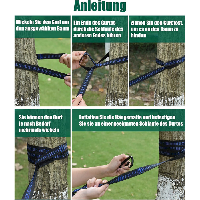 Гамак для кемпінгу Signstek, 270 x 140 см, вантажопідйомність 300 кг, ультралегкий нейлон, для відпочинку на природі, зелений