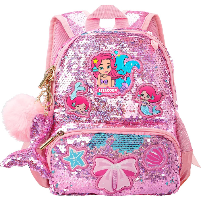 Рюкзак для дівчинки Єдиноріг, дитячий рюкзак з паєтками, персоналізований рюкзак Kawaii для школи/садочка, подарунок на день народження/Новий рік (рожевий, 38 см)