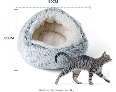 CATISM Cat Bed, Fluffy Cat Blanket, 50cm Cozy Cat Bed for Large Cats/Kittens Washable Snuggle Dog Bed Dog House Soft Comfortable Coffee (Gray-1)