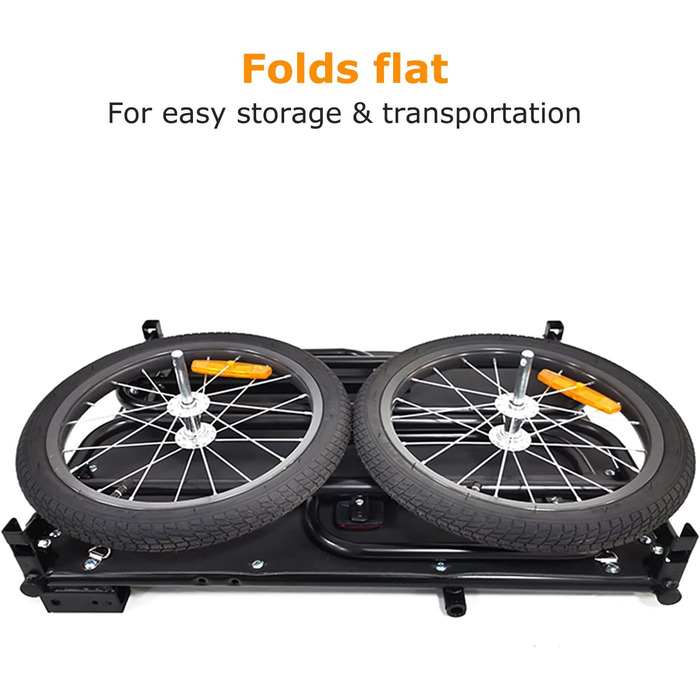 Складаний вантажний причіп Tiggo для велосипеда. Об'єм 70 літрів, вантажопідйомність 40 кг. Розміри платформи: 67 x 46 x 25 см