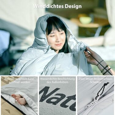 Naturehike Sleeping Bag - 7°C Warm Weather, Lightweight, for Hiking, Backpacking & Camping (Z-Pillow, Gray)