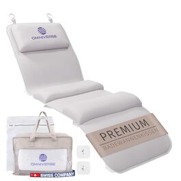Подушка для ванни Omniverse Ganzkörper 125x40 см, для зросту 160-180 см, для гладких ванн, швидковисихаюча, гіпоалергенна, з 3 подушками, біла