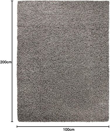 Килимок для вітальні TT Home з високим ворсом, Шерсті, Сучасний дизайн, Сірий, 100x200 см