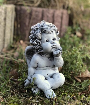 stoneandstyle Steinfigur Angel, little angel figurine, solid stone casting, frost and weather resistant up to -30°C
