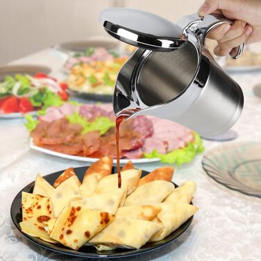 Thermo Sauciere Double 304 Stainless Steel 750ml Insulated Saucepan/Gravy Boat/Sauce Bowl with Lid for Serving Sauce, Vanilla Sauce, Cream, Sauce