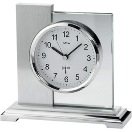 AMS 5141 Table Clock Table Clocks (33 x 27 x 15 cm, Silver)