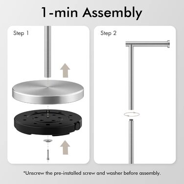 Stainless Steel Freestanding Toilet Paper Holder with Weighted Base - Brushed SUS304 Finish