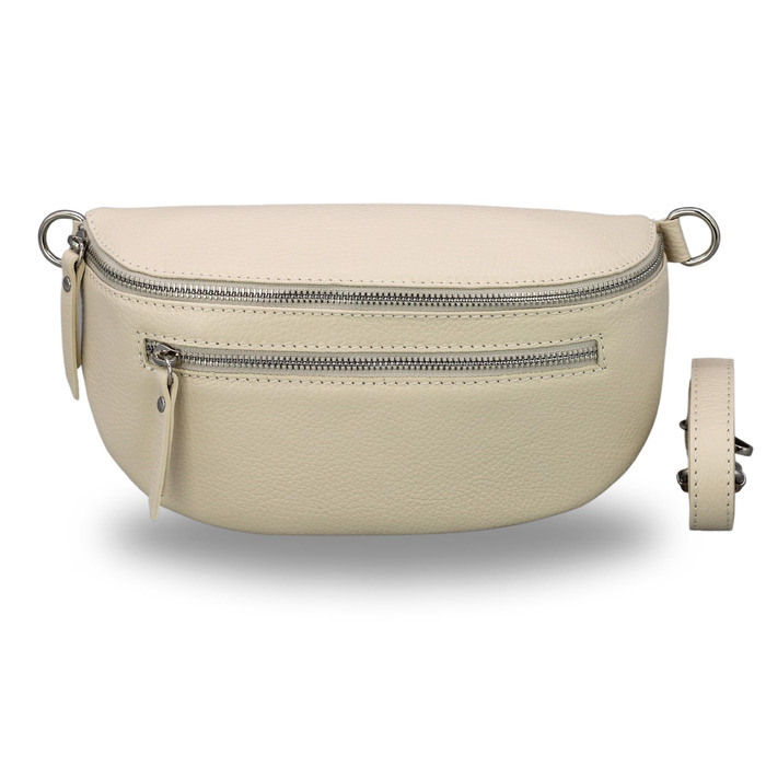 Жіноча сумка Brise Art Lucia з екошкіри, італійського виробництва. Сумка-бананка, кросбоді з регульованим ремінцем, 3 відділення. Чорний/Бежевий колір