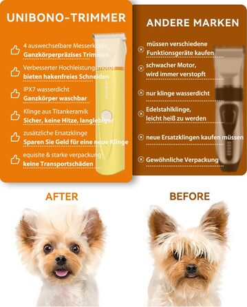 Набір для стрижки собак та котів Leise: акумуляторна машинка з 4 насадками, водонепроникна IPX7, для догляду за мордочкою, вухами, лапами та тілом