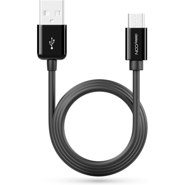 Кабель Micro USB deleyCON 0.15м для Android, смартфонів, планшетів (Чорний, 5м) - Швидка зарядка та передача даних