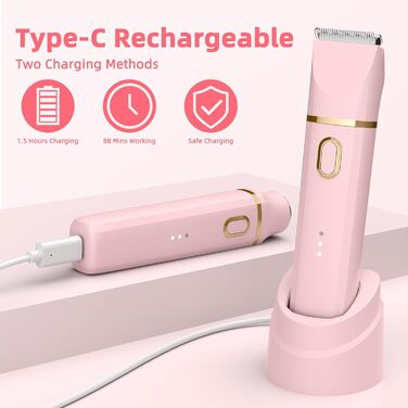 Електричний тример для тіла та обличчя 3-в-1 для жінок, рожевий