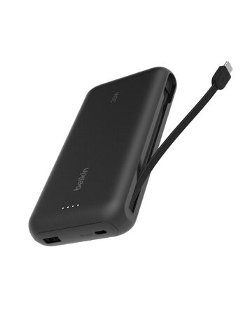 Зовнішній акумулятор Belkin Portable Powerbank 20000 mAh 30W з вбудованим кабелем USB-C PD для iPhone 16, iPad Pro, Samsung Galaxy S25, чорний
