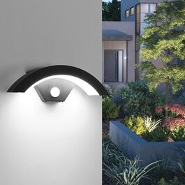 Зовнішня вулична LED-лампа Comely 24W з датчиком руху, IP65, алюміній, тепле світло 3000K для саду, тераси, сходи, чорна