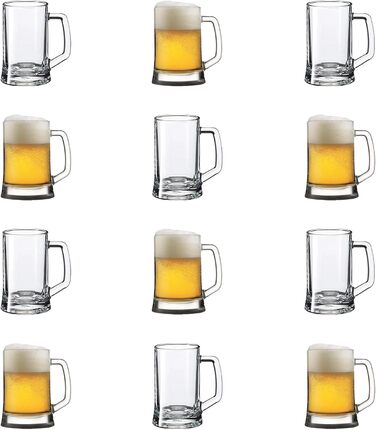 Pub Biersiedel 660 ml, Robust glass with handle, Dishwasher-safe, Classic pub design, Ideal for beer, shandy (beer mixed with lemonade), and chilled drinks, 12-piece set