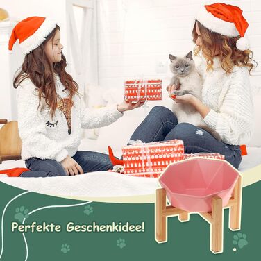 Керамічна годівниця для котів та собак на підставці, нахилена, зелена, 1 шт.