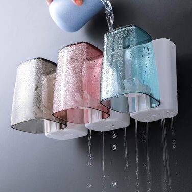 Goowin Toothbrush Holder, Wall-Mounted Toothbrush Holder, Electric Toothbrush Holder for Bathroom with 3 Rinse Cups, No Drilling (3 Cups)