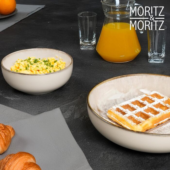 Набір посуду Moritz & Moritz BLOSSOM для 6 осіб (24 шт.) - Сучасний сервіз з іграшковим дизайном, легко миється. Включає тарілки, чашки, миски та сервіровочні тарілки (2 шт.)