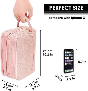 Чоловічий дорожній туалетний органайзер WANDF, косметичка для подорожей, сумка-органайзер для косметики (Джинс, Pure Rosa)