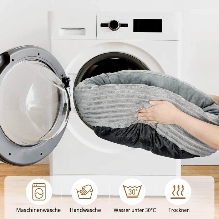 Кругле ліжко для котів та собак, сіре, 50.8 см, миюче, з м'яким флісовим покриттям