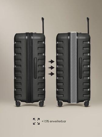 Чемодан тріумф SMARTBOX Hartschalen Check-in XL, 76 см, 111-120 л, розширюваний, з TSA-замком, з поліпропілену, 4 колеса, чорний