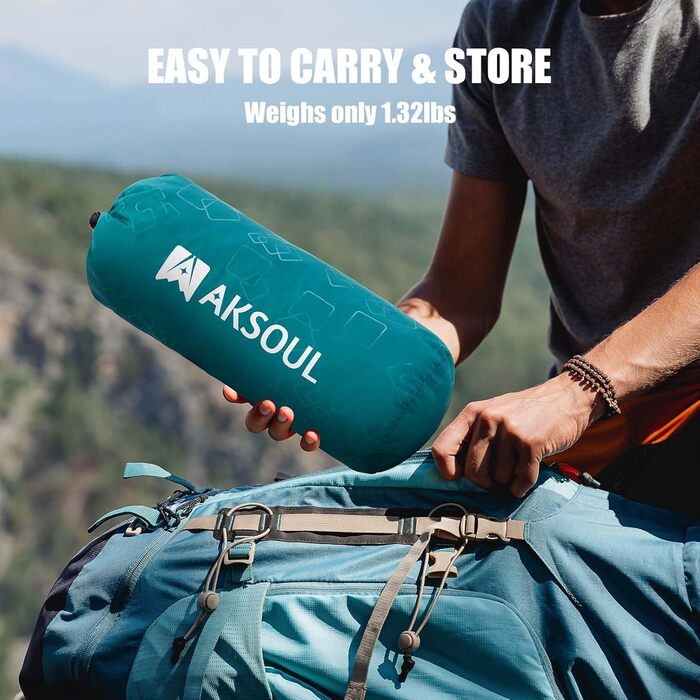 AKSOUL Килимок самонадувний туристичний для кемпінгу: Ultraleicht, компактний, легкий, портативний, для туризму, трекінгу, подорожей, відпочинку на природі