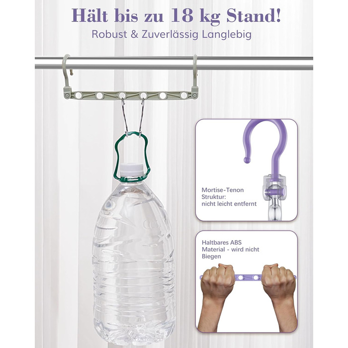 Набір вішалок для одягу Magic Hangers, 8 шт. з 6 отворами та 360° обертанням, чорний. Організатор для шафи, ідеально для студентів та дівчаток. Стабільні гачки для важкого одягу.