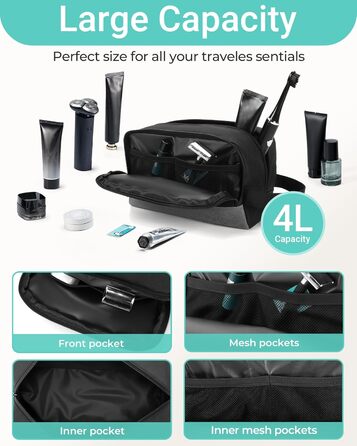 Чоловічий дорожній набір Elviros: органайзер для туалетних речей, сумочка для гоління, набір для подорожей (чорний)