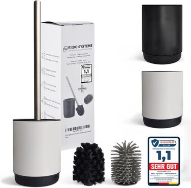 Набір для чищення унітазу з ручкою з нержавіючої сталі - 2 насадки, для ванної кімнати, гігієнічний, антибактеріальний