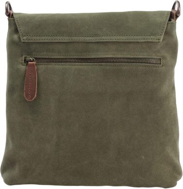 Сумка жіноча LE CONI крос-боді з натуральної замші / шкіри, зелено-коричнева, 29x29x6 см (LE3027-VL)