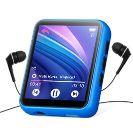 MP3 плеєр 32GB Bluetooth 5.0 з сенсорним екраном, Hi-Fi звук, металевий корпус, радіо, диктофон, підтримка до 128GB - блакитний