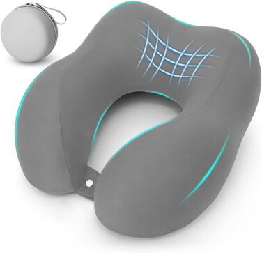 Подушка для шиї в подорожах: Memory Foam, для авто, літака, офісу, дому (сіра)