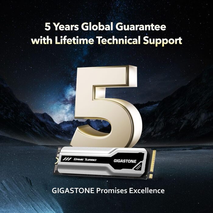 Gigastone M.2 SSD 1TB з радіатором: NVMe SSD 2280 PCIe Gen3 для ігор, графіки та відеомонтажу. Сумісний з ноутбуками та ПК. Швидкість до 3400 МБ/с