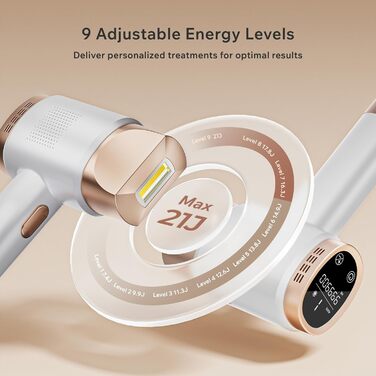 Пристрій для епіляції IPL Blissky з охолодженням, лазерний епілятор з 9 рівнями потужності, 600 нм червоне світло, LCD-сенсорний екран, для жінок та чоловіків, обличчя, бікіні, тіло