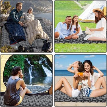 Надувна туристична матрац Isomatte з самонадуванням, водовідштовхувальна, з насосом та подушкою, сірий колір. Підходить для кемпінгу, походів, риболовлі та подорожей.