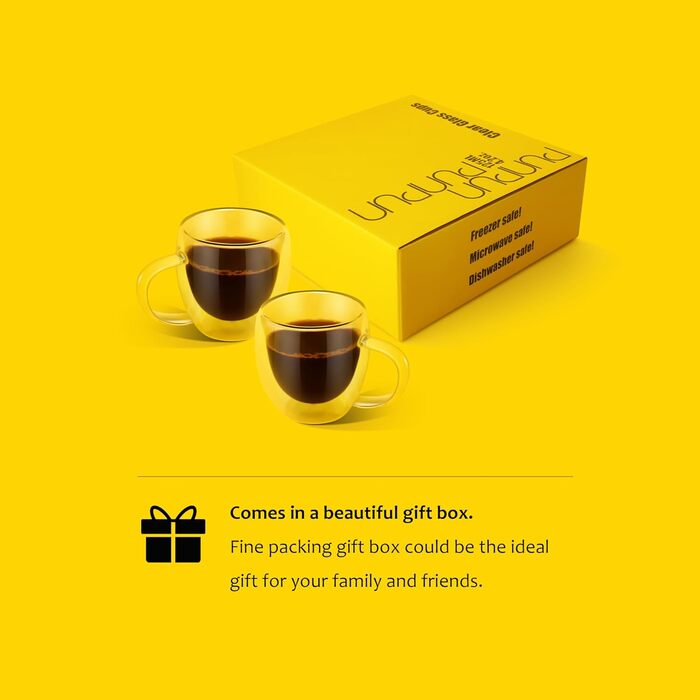 Набір склянок для кави та шнапсу (2 шт.), подвійні стінки, ізольовані, 250 мл