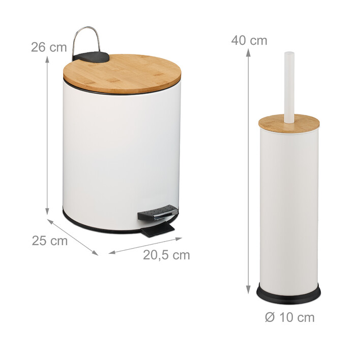 Relaxdays 2-Piece Bathroom Set with Waste Bin & Toilet Brush