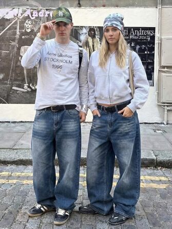 Чоловічі широкі джинси JMIERR Baggy Y2K Denim Streetwear Raw Loose Fit Hip Hop XXL темно-сині