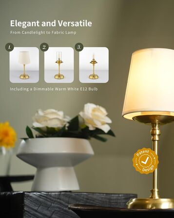 Нічник бездротовий акумуляторний Wiederaufladbare з димером та лампочкою для спальні, вітальні, їдальні - Золотий A-gold