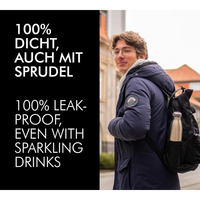 Термокава THERMOcafé TC Bottle (1,0 л) – термоізольована фляга з нержавіючої сталі, для школи, подорожей та офісу, колір: бірюзовий