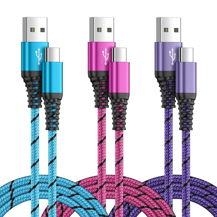 Кабель USB Type-C, 3 шт. [3M+2M+1M] для Samsung, Huawei, Xiaomi. Швидка зарядка, передача даних, нейлон