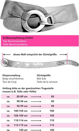 Жіночий широкий ремінь Caspar GU243 з крутою металевою пряжкою, чорний, 105 см