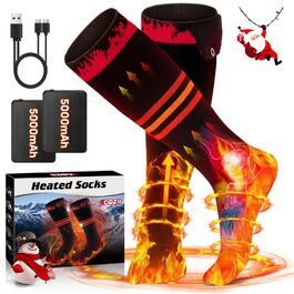 Гріючі шкарпетки COZII для жінок та чоловіків, 5V, 5000 mAh, акумулятор, 65°C, для зими, кемпінгу, полювання, катання на лижах, їзди на конях, смугасті