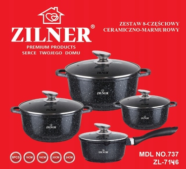 Набір алюмінієвих каструль Zilner 123, 8 предметів