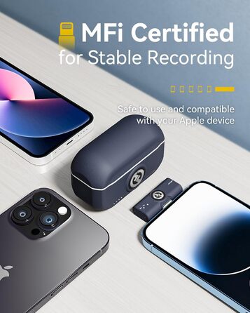 Hollyland Lark M2 бездротовий петличний мікрофон для iPhone 14 та старіших моделей, 300м радіус дії, Hi-Fi звук, шумозаглушення, 30 годин роботи, міні-мікрофон для Vlogging (2TX + Lightning RX + зарядний кейс) Lightning (2TX+1RX) Чорний