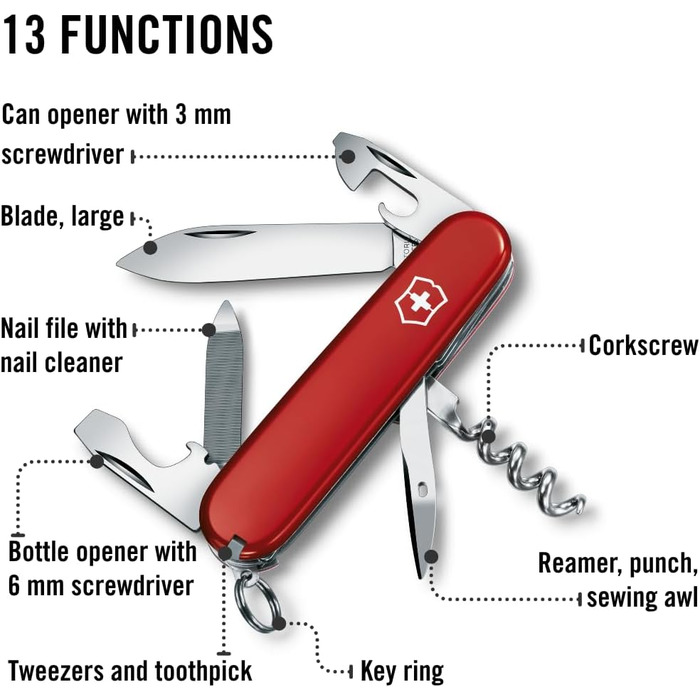 Мультитул Victorinox Sportsman - Швейцарський ніж, 13 функцій, Victorinox