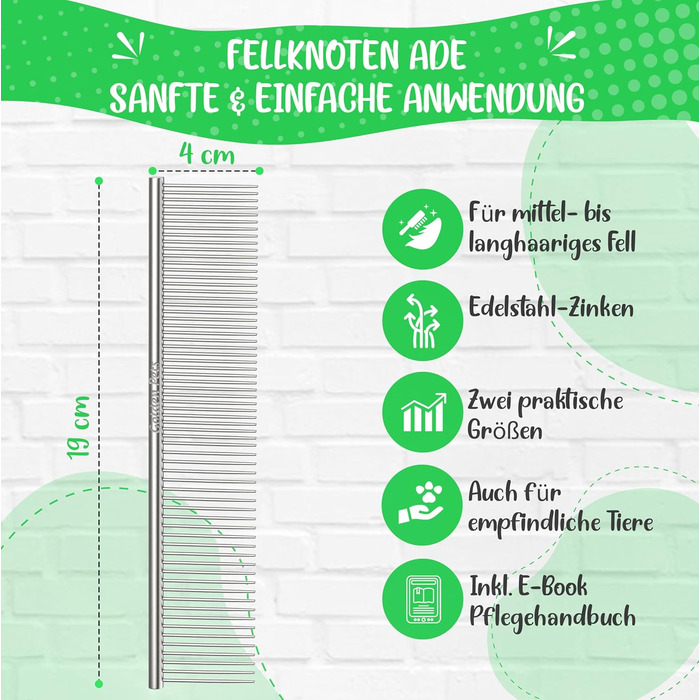 Зубна щітка для собак та котів з захисними нопочками - видаляє підшерсток, ковтуни та вузли. Ідеально для довгошерстих порід, наприклад, кокапу, пуделів. Розмір M-L, професійний гребінь L.