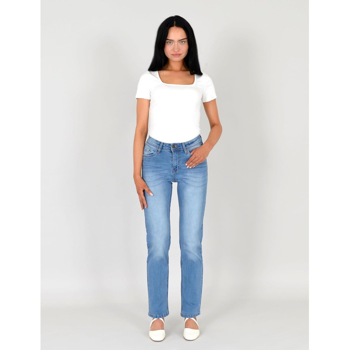 Джинси ESRA жіночі прямі з високою талією, еластичні, модель J735 (розмір 34)