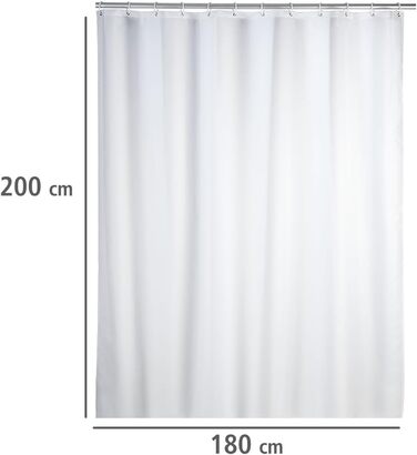 Штора для душу WENKO Anti-Schimmel (антигрибкова), текстильна, 180x200 см, біла - з кільцями для кріплення